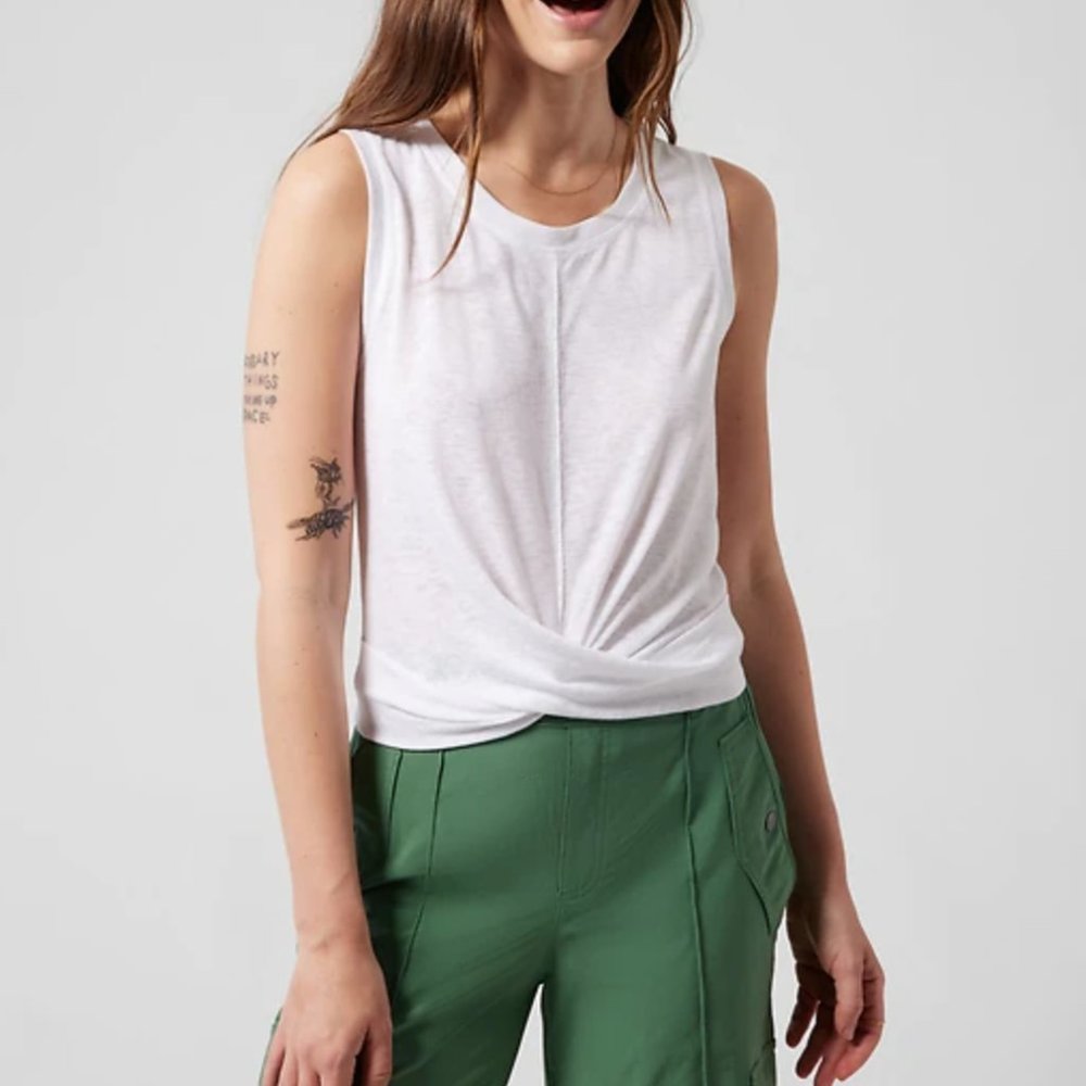 ATHLETA BRIGHT WHITE BREEZY TWIST TANK TOP